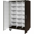 I.D. Systems 67'' Tall Midnight Maple Mobile Storage Cabinet with 18 6'' Bins 80249F67023 538249F67023